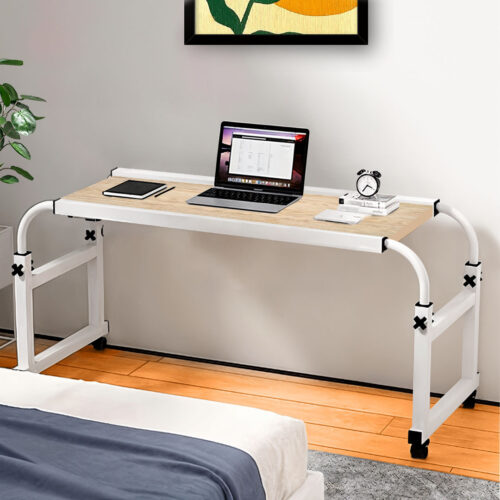 120x45cm Wood Cross Bed Movable Desk Table Adjustble Length Height - Image 4