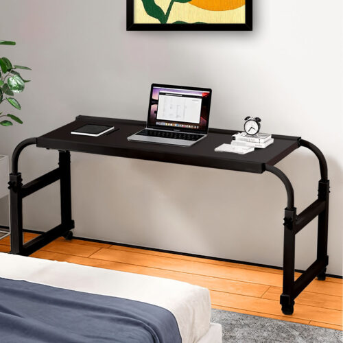 140x45cm Black Cross Bed Movable Desk Table Adjustable Length Height - Image 4