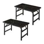 2x 120x60x75cm Black Folding Computer Study Table Easy Assembly Desk No Chair