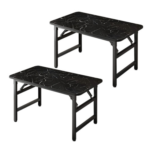 2x 120x60x75cm Black Folding Computer Study Table Easy Assembly Desk No Chair