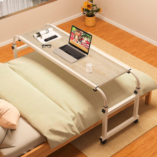2x 120x45cm Wood Cross Bed Movable Desk Table Adjustble Length Height - Image 3