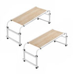 2x 140x45cm Wood Cross Bed Movable Desk Table Adjustable Length Height