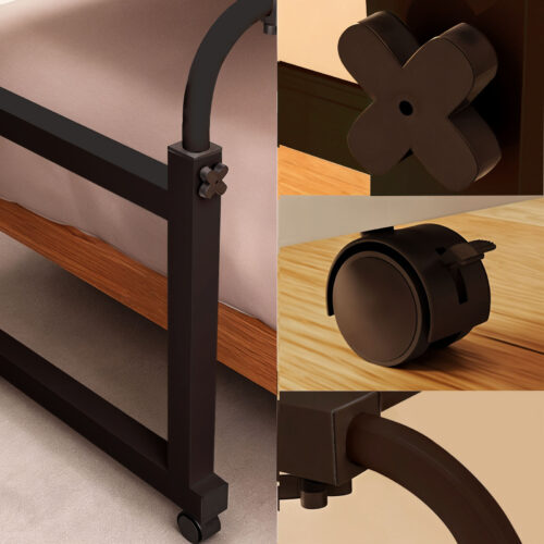 2x 140x45cm Black Cross Bed Movable Desk Table Adjustable Length Height - Image 7