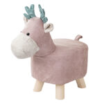 Pink Children Bench Deer Character Round Ottoman Stool Soft Small Comfy Seat Decor