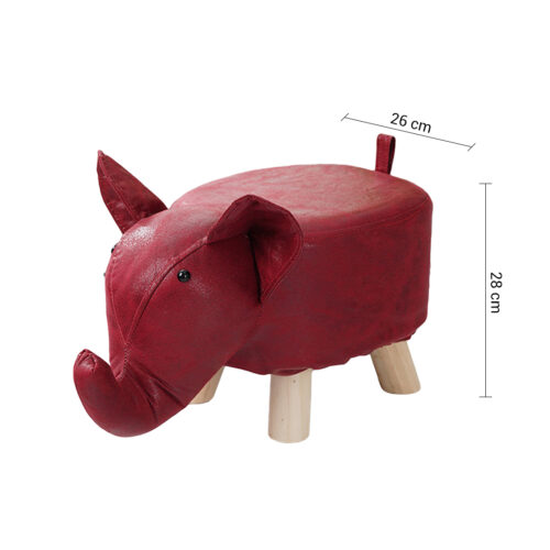 2x Red Children Bench Elephant Character Round Ottoman Stool Soft Small Comfy Seat Decor - Image 4