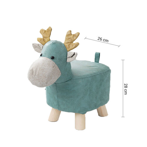 2x Green Children Bench Deer Character Round Ottoman Stool Soft Small Comfy Seat Decor - Image 6