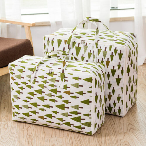 Green Pine Tree Medium Storage Luggage Bag Double Zipper Folding Travel Organisers - Image 4