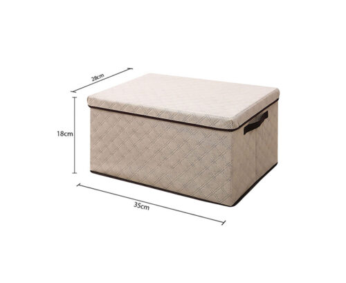 Small Beige Non-Woven Diamond Quilt Grid Fabric Storage/ Organizer Box - Image 7