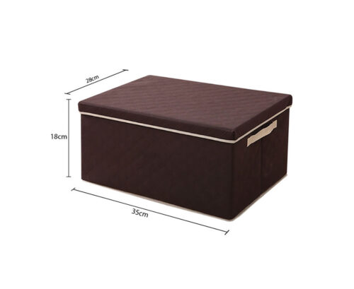 Small Coffee Non-Woven Diamond Quilt Grid Fabric Storage/ Organizer Box - Image 4