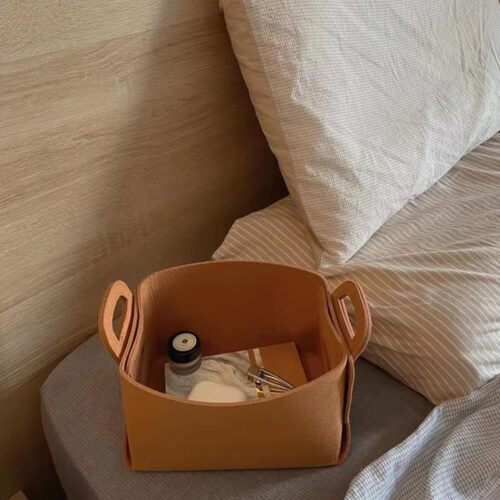 Large Coffee Folding Felt Storage Portable Collapsible Bag Home Office Folding Organiser with Carry Handles - Image 8