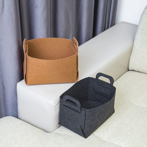 Large Coffee Folding Felt Storage Portable Collapsible Bag Home Office Folding Organiser with Carry Handles - Image 9