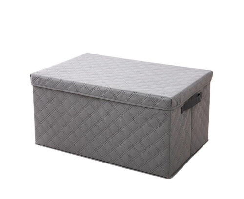 Medium Grey Non-Woven Diamond Quilt Grid Fabric Storage/Organizer