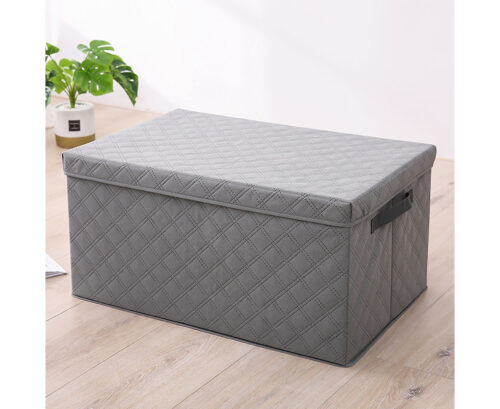 Medium Grey Non-Woven Diamond Quilt Grid Fabric Storage/Organizer - Image 2
