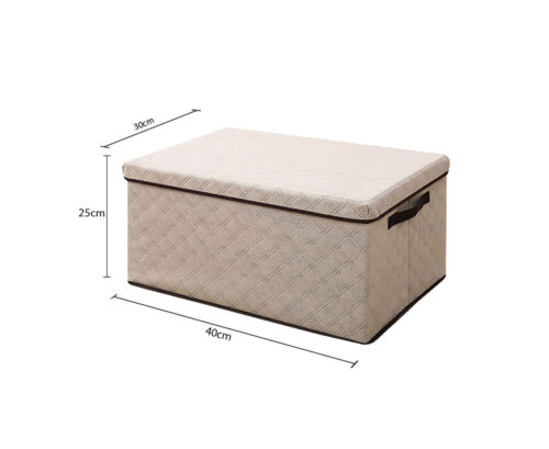 Medium Beige Non-Woven Diamond Quilt Grid Fabric Storage/Organizer Box - Image 7