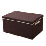 Medium Coffee Non-Woven Diamond Quilt Grid Fabric Storage/Organizer Box