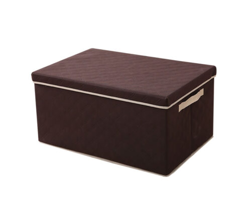 Medium Coffee Non-Woven Diamond Quilt Grid Fabric Storage/Organizer Box