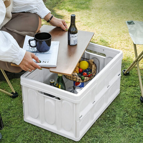 34.5x22cm 18L White Car Camping Folding Storage Box Crate Stackable Container No Handle - Image 5
