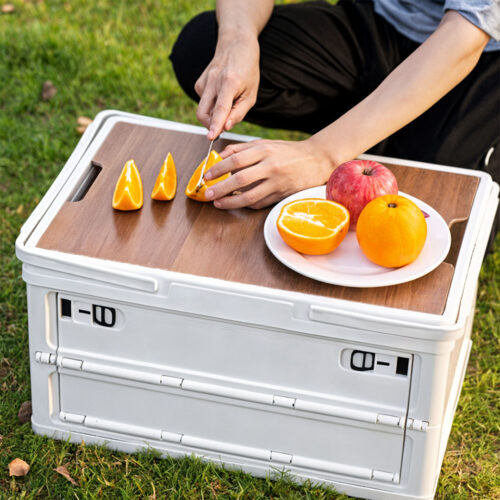 34.5x22cm 18L White Car Camping Folding Storage Box Crate Stackable Container No Handle - Image 6