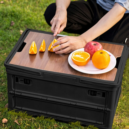34.5x22cm 18L Black Car Camping Folding Storage Box Crate Stackable Container No Handle - Image 6