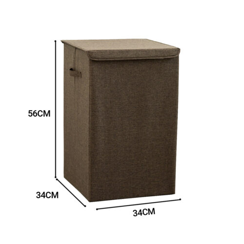 Coffee Medium Collapsible Laundry Hamper Storage Box Folding Canvas Basket Organiser - Image 6