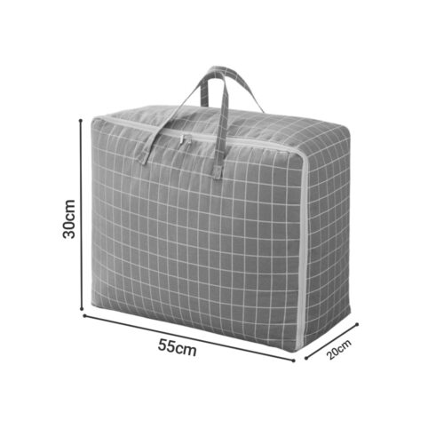2x Grey Plaid Medium Storage Luggage Bag Double Zipper Folding Travel Organisers - Image 6