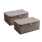 2x Coffee Small Portable Double Zipper Storage Box Moisture Proof Clothes Basket Folding Home Organiser