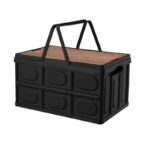 42cm 30L Black Car Camping Folding Storage Box Crate Stackable Container with Handle