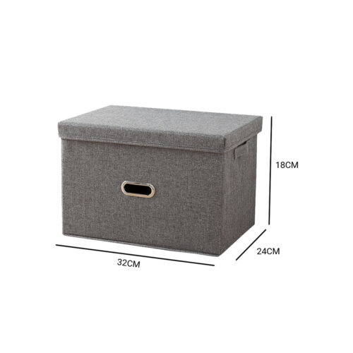 2x Grey Small Folding Canvas Storage Box Cube Clothes Basket Organiser Decorative Box - Image 5