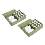 2x Green Flip Top Underwear Storage Box Folding Wardrobe Partition Drawer Home Organiser