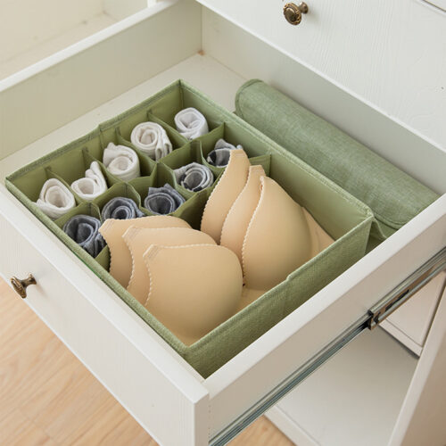 2x Green Flip Top Underwear Storage Box Folding Wardrobe Partition Drawer Home Organiser - Image 7