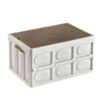 52.5x35.5cm 55L White Car Camping Folding Storage Box Crate Stackable Container No Handle
