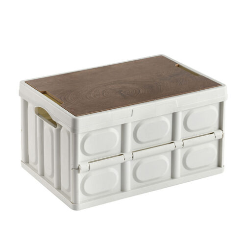 52.5x35.5cm 55L White Car Camping Folding Storage Box Crate Stackable Container No Handle