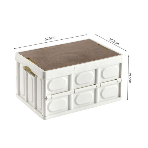 52.5x35.5cm 55L White Car Camping Folding Storage Box Crate Stackable Container No Handle - Image 7