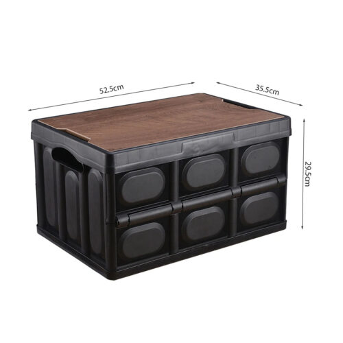 52.5x35.5cm 55L Black Car Camping Folding Storage Box Crate Stackable Container No Handle - Image 7