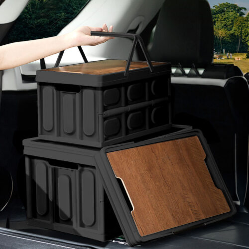 52.5x35.5cm 55L Black Car Camping Folding Storage Box Crate Stackable Container No Handle - Image 10