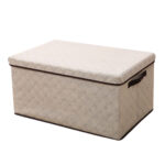 2x Small Beige Non-Woven Diamond Quilt Grid Fabric Storage/ Organizer Box