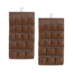 2x Coffee Double Sided Hanging Storage Bag Underwear Bra Socks Mesh Pocket Hanger Home Organiser