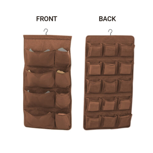 2x Coffee Double Sided Hanging Storage Bag Underwear Bra Socks Mesh Pocket Hanger Home Organiser - Image 2