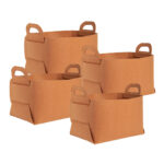 4x Small Coffee Folding Felt Storage Portable Collapsible Bag Home Office Folding Organiser with Carry Handles