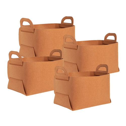 4x Small Coffee Folding Felt Storage Portable Collapsible Bag Home Office Folding Organiser with Carry Handles