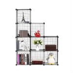 Black Portable 9-Cube 3 Column Storage Organiser Folding DIY Modular Grid Space Saving Shelf
