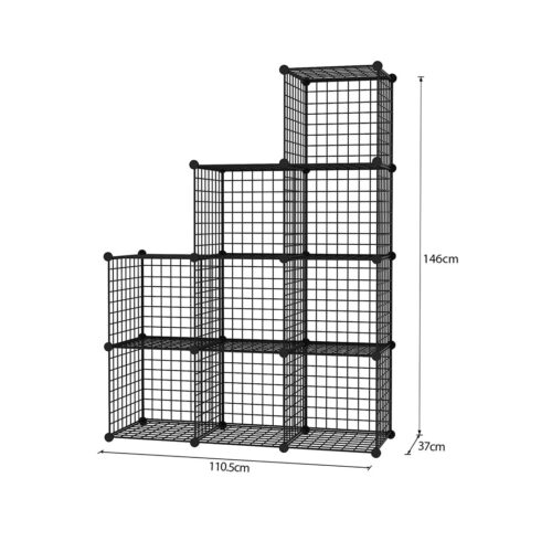 Black Portable 9-Cube 3 Column Storage Organiser Folding DIY Modular Grid Space Saving Shelf - Image 6
