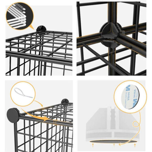 Black Portable 9-Cube 3 Column Storage Organiser Folding DIY Modular Grid Space Saving Shelf - Image 8