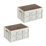 2x 42x28.5cm 30L White Car Camping Folding Storage Box Crate Stackable Container No Handle