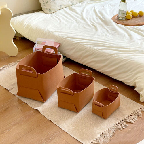 4x Large Coffee Folding Felt Storage Portable Collapsible Bag Home Office Folding Organiser with Carry Handles - Image 6