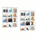 2x White Portable 12-Cube 3 Column Storage Organiser Folding DIY Modular Grid Space Saving Shelf