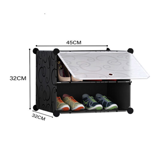 2 Tier Shoe Rack Organizer Sneaker Storage Stackable Stand Cabinet Portable Wardrobe with Cover - Image 2