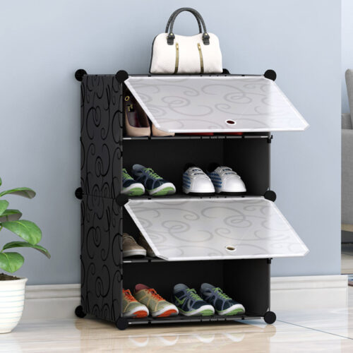4 Tier Shoe Rack Organizer Sneaker Storage Stackable Stand Cabinet Portable Wardrobe with Cover - Image 6