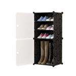 4 Tier Shoe Rack Organizer Sneaker Storage Stackable Stand Cabinet Portable Wardrobe with Cover