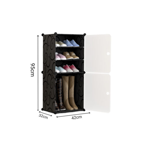 4 Tier Shoe Rack Organizer Sneaker Storage Stackable Stand Cabinet Portable Wardrobe with Cover - Image 5